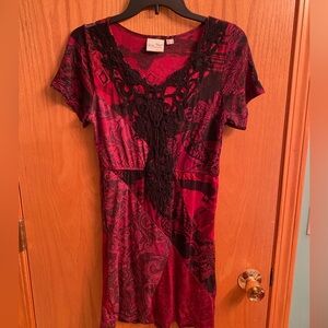 Young Threads burgundy patchwork dress sz M